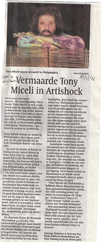 Thelonious4 and Tony Miceli in Gooi- en Eemlander january 2012