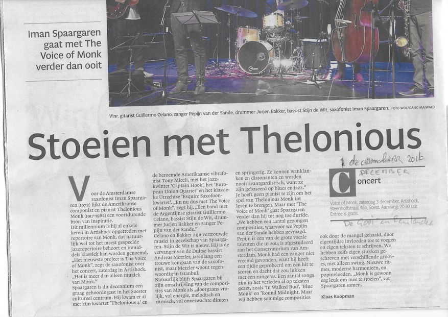 Voice of Monk in Gooi- en Eemlander 2016