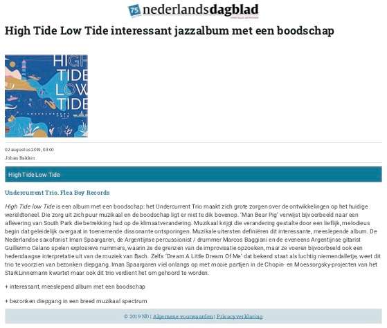Review High Tide Low Tide in Nederlands Dagblad